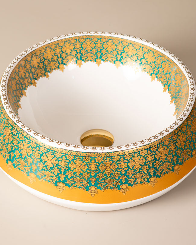 Golden Porcelain Countertop Basin - The Decor Kart