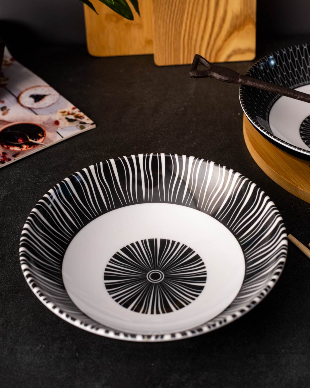 Monique Melamine Serving Bowl - Black - The Decor Kart