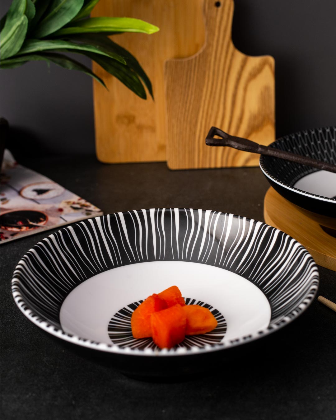 Monique Melamine Serving Bowl - Black - The Decor Kart