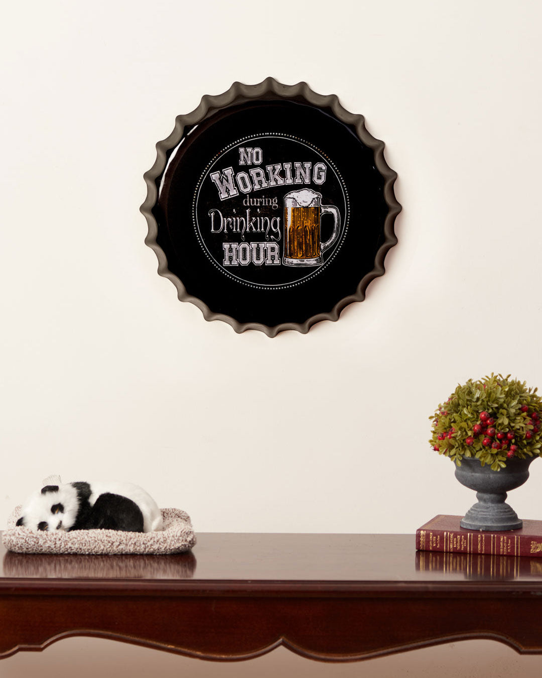 No Working During Drinking Hour - Oversized Wall Bottle Cap - The Decor Kart