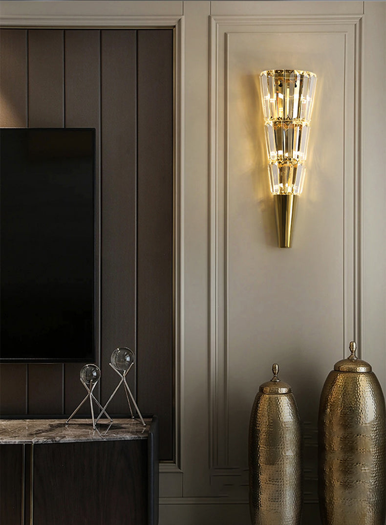 Tapered Crystal Wall Sconce - Medium - The Decor Kart