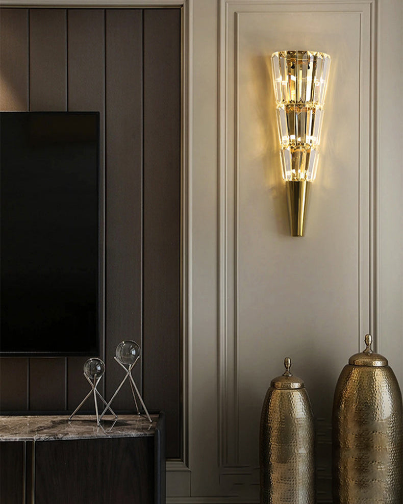 Tapered Crystal Wall Sconce - Medium - The Decor Kart