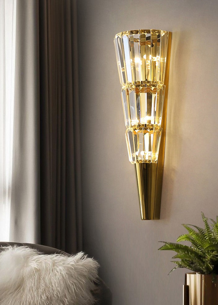 Tapered Crystal Wall Sconce - Medium - The Decor Kart