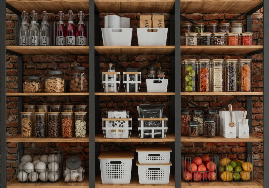 Well-Organized Kitchen with Stylish Storage Boxes