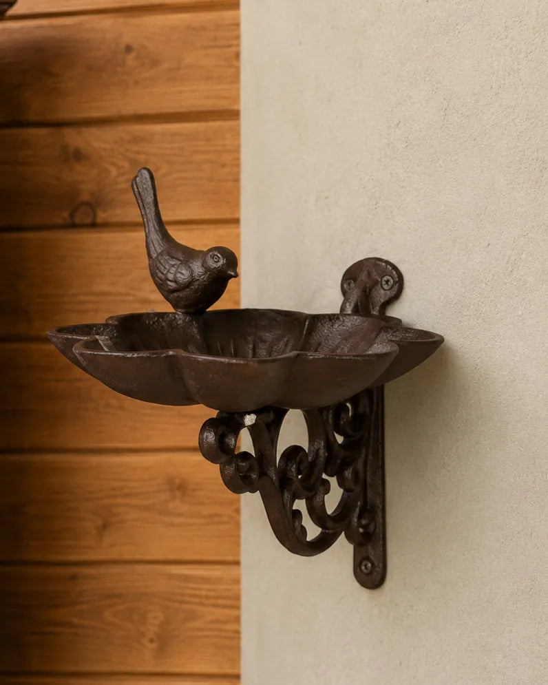 Cast Iron Wall Bird Bath 