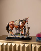 Saddled Rustic Decorative Horse Figurine 