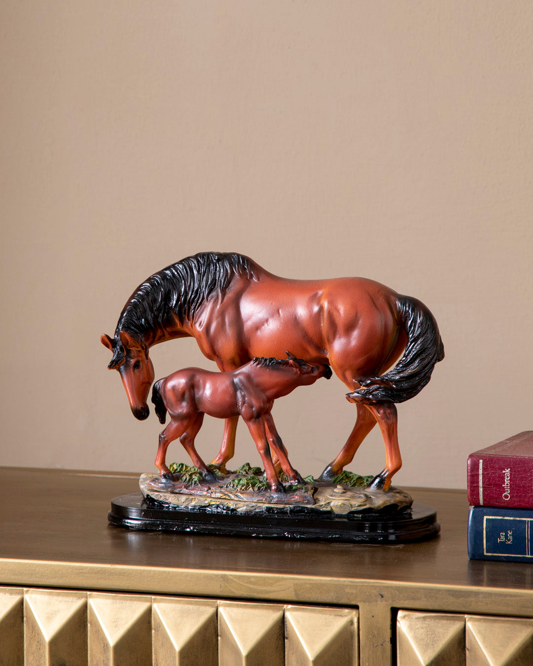 'Equine Nurturing' A Horse Feeding Figurine 