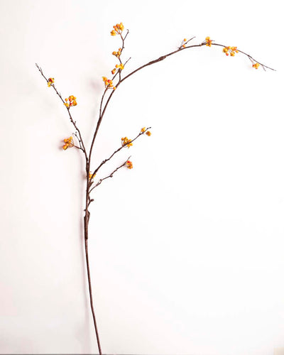 'Bittersweet Fruit' Decorative Faux Flower Stick - Yellow