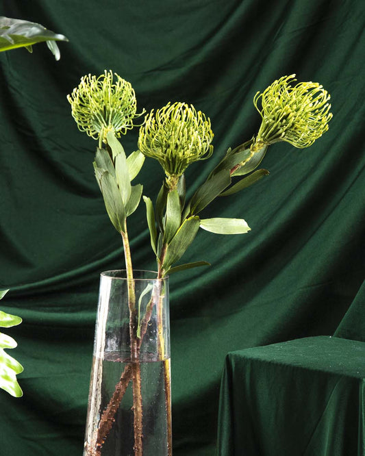 'Flame Flower' Decorative Faux Flower Stick - Green