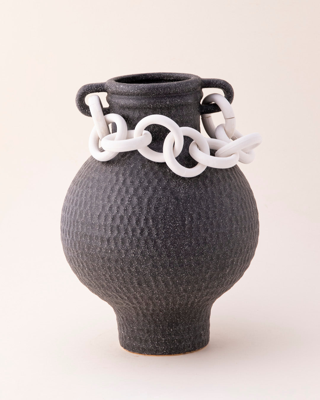 Chained Grace Ceramic Vase - Black