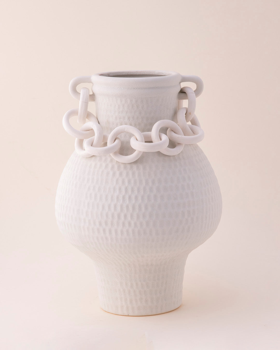 Chained Grace Ceramic Vase - White