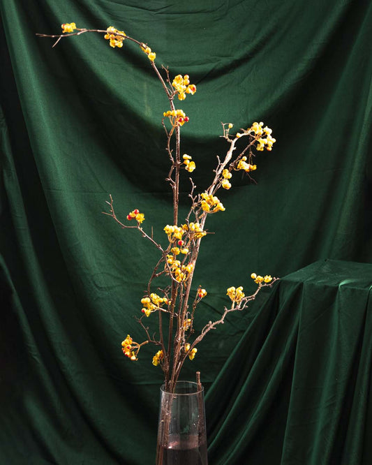 'Bittersweet Fruit' Decorative Faux Flower Stick - Yellow