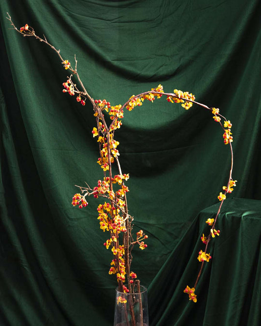 'Bittersweet Fruit' Decorative Faux Flower Stick - Orange