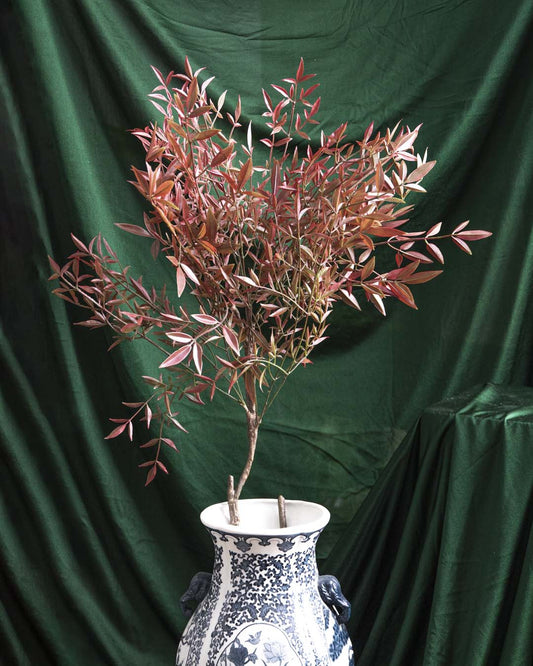 'Bamboo Leaf' Decorative Faux Flower Stick - Red