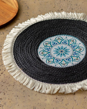 Bohemian Mandala Placemat - Black - The Decor Kart 