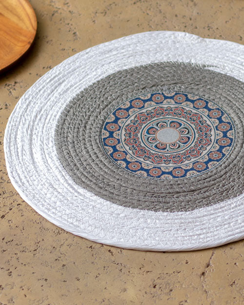 Bohemian Mandala Placemat - White Grey - The Decor Kart