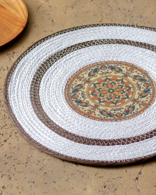 Bohemian Mandala Placemat - White Brown - The Decor Kart