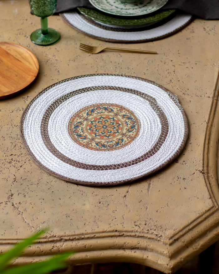 Bohemian Mandala Placemat - White Brown - The Decor Kart