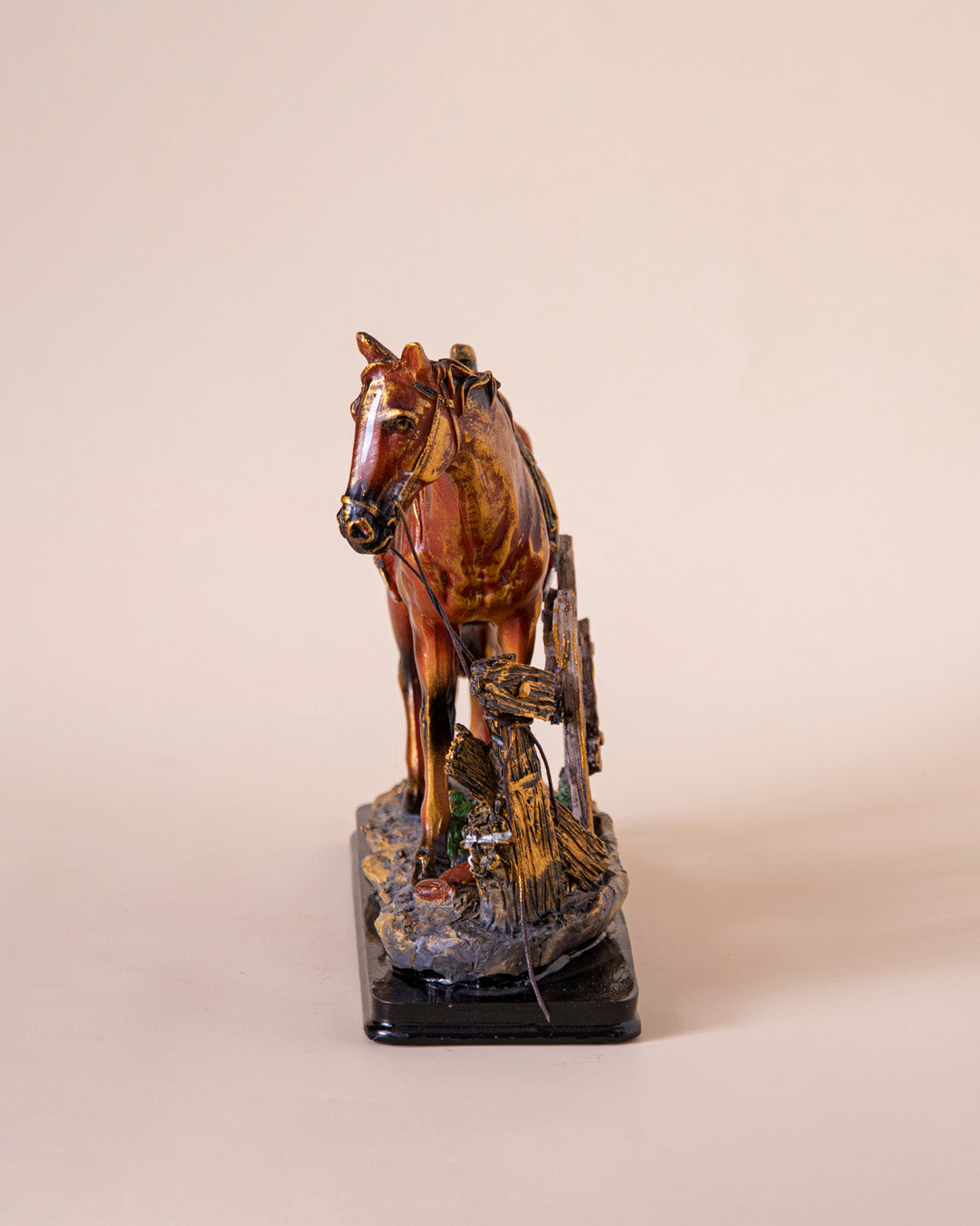 Saddled Rustic Decorative Horse Figurine 