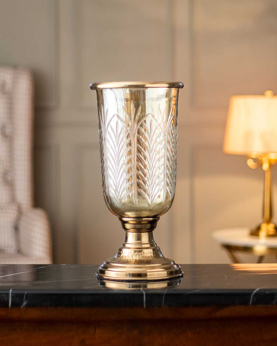 Ornamental Pedestal Hurricane Candle Holder - The Decor Kart
