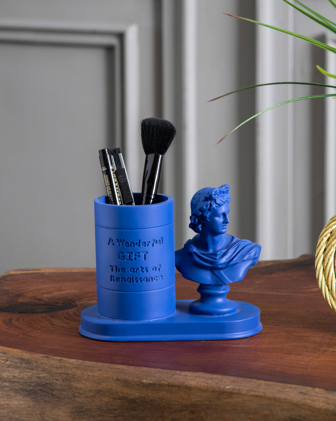 Renaissance Muse Decorative Pen Holder - Blue 