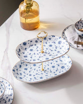 Orchid Blue & White 2 -Tier Cake Stand 