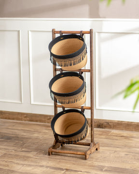 Earthly Elegance 3-Tier Basket Rack - The Decor Kart 