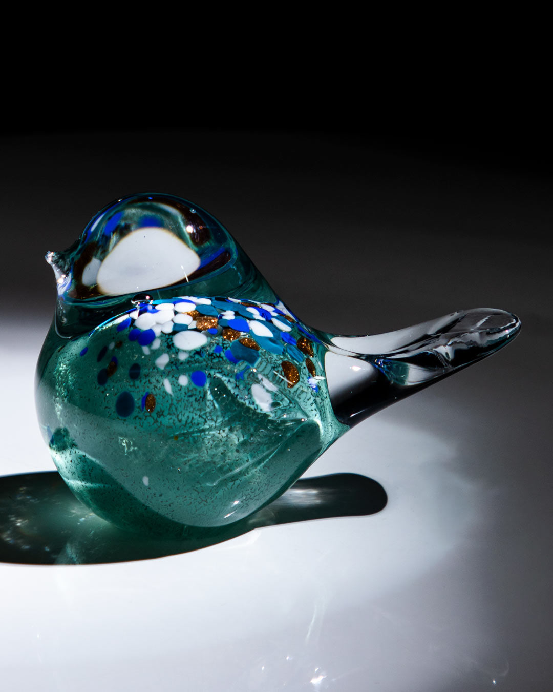 'Sculpted Serenity' Glass Bird Figurine - Aqua Blue - The Decor Kart