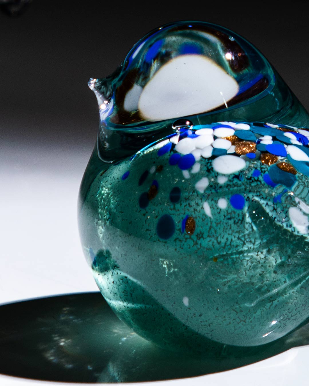 'Sculpted Serenity' Glass Bird Figurine - Aqua Blue - The Decor Kart