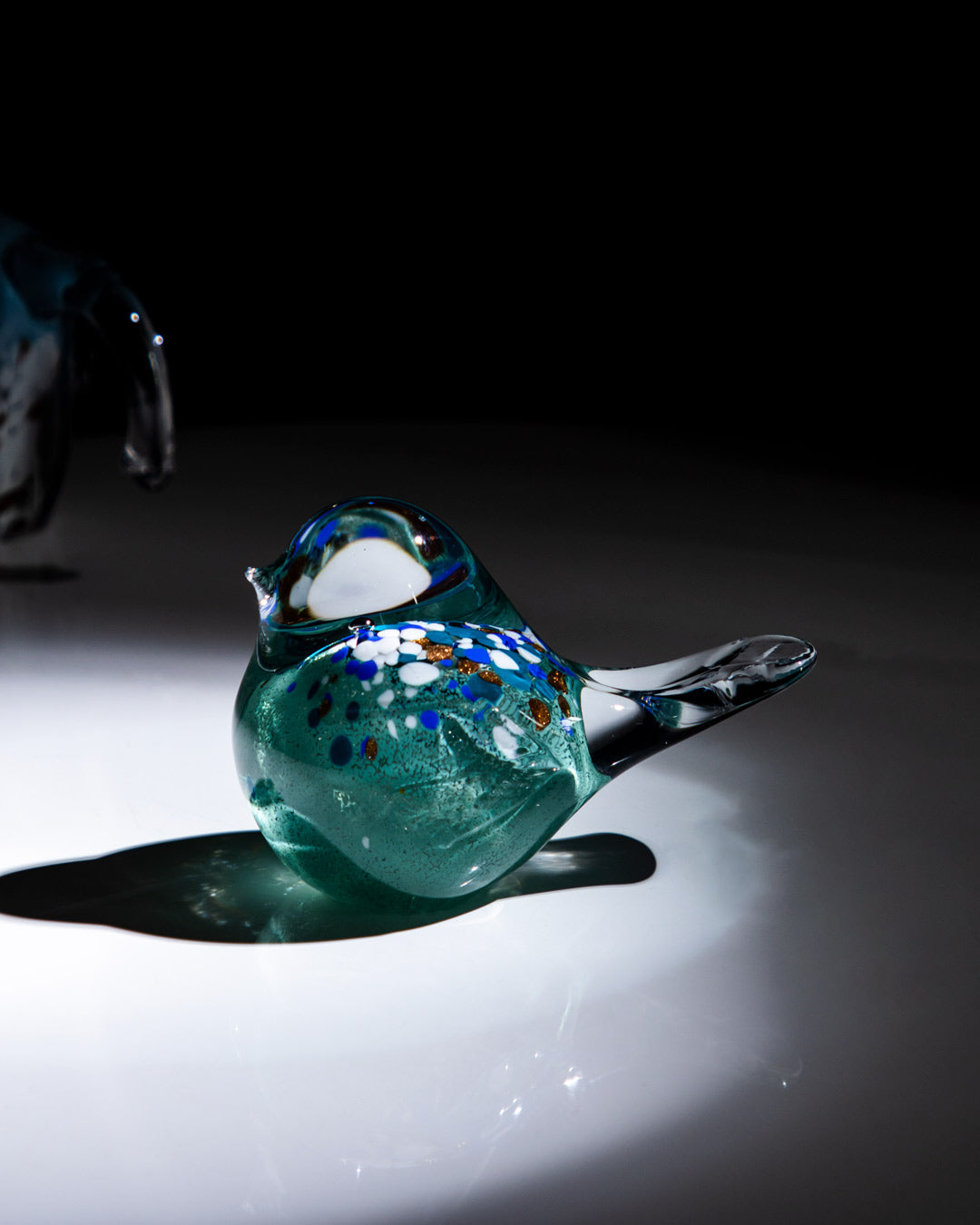 'Sculpted Serenity' Glass Bird Figurine - Aqua Blue - The Decor Kart