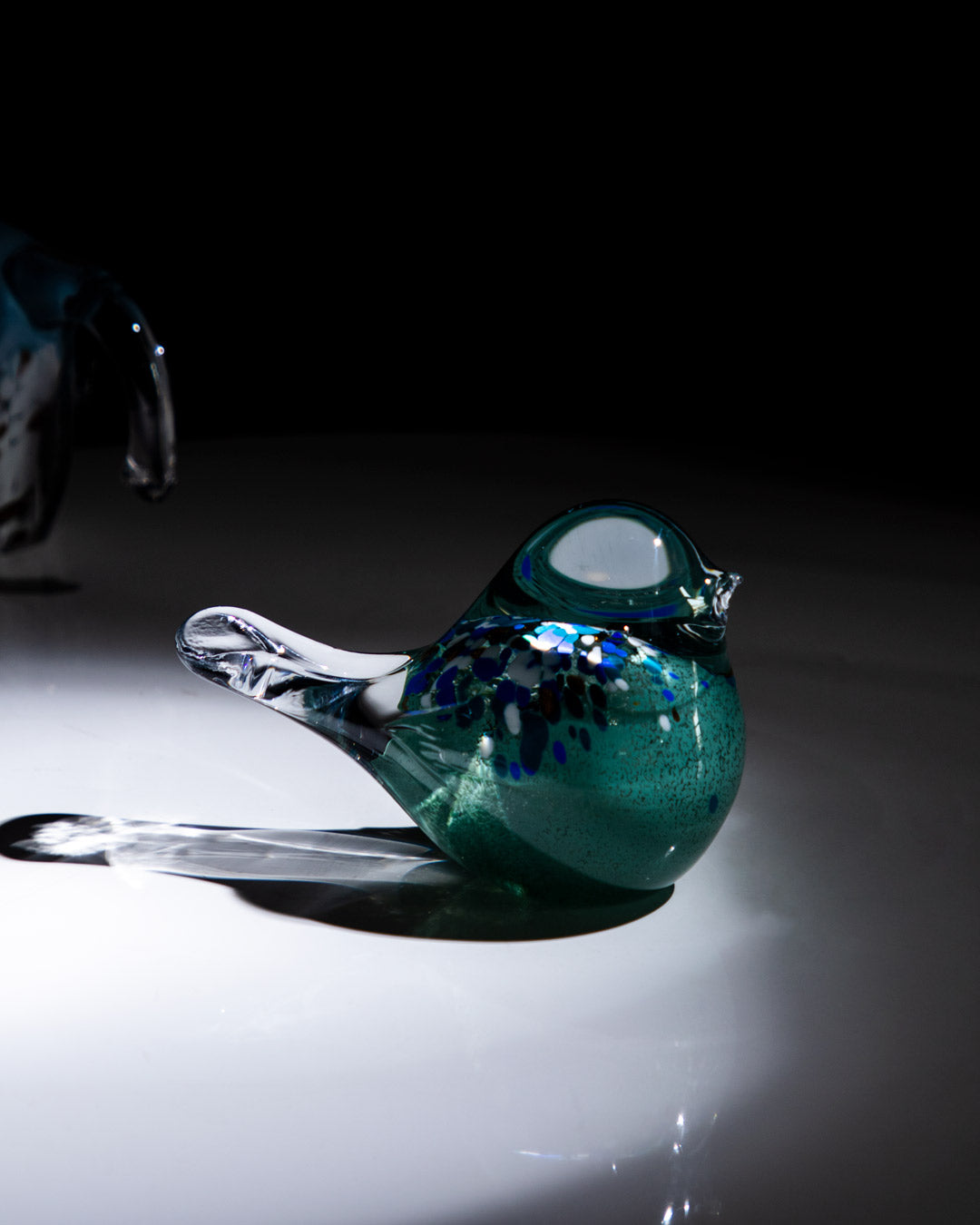 'Sculpted Serenity' Glass Bird Figurine - Aqua Blue - The Decor Kart