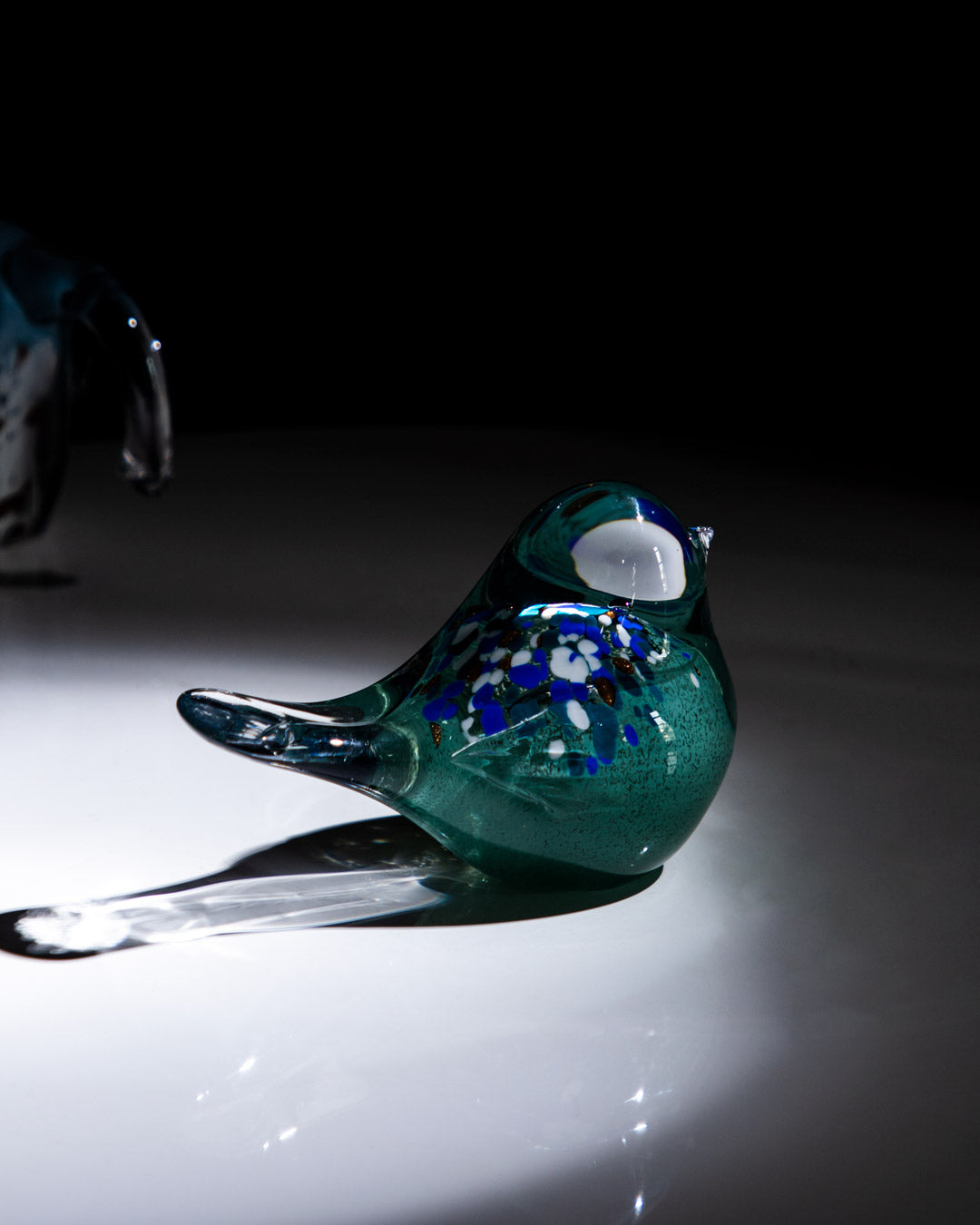 'Sculpted Serenity' Glass Bird Figurine - Aqua Blue - The Decor Kart