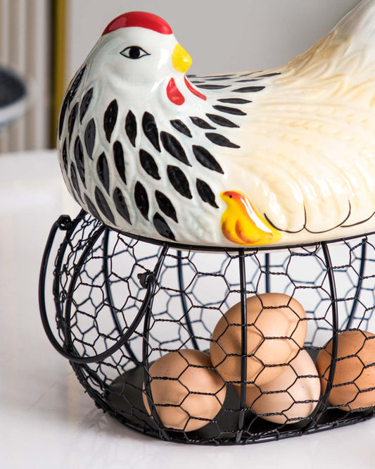'Cock-a-Doodle' Rooster Basket - Beige