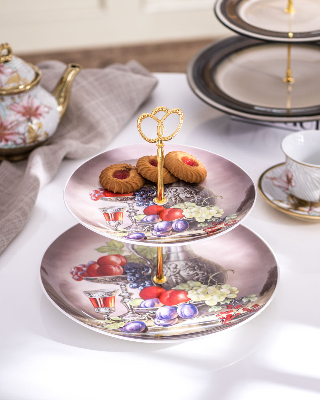 Still Life 2-Tier Cake Stand