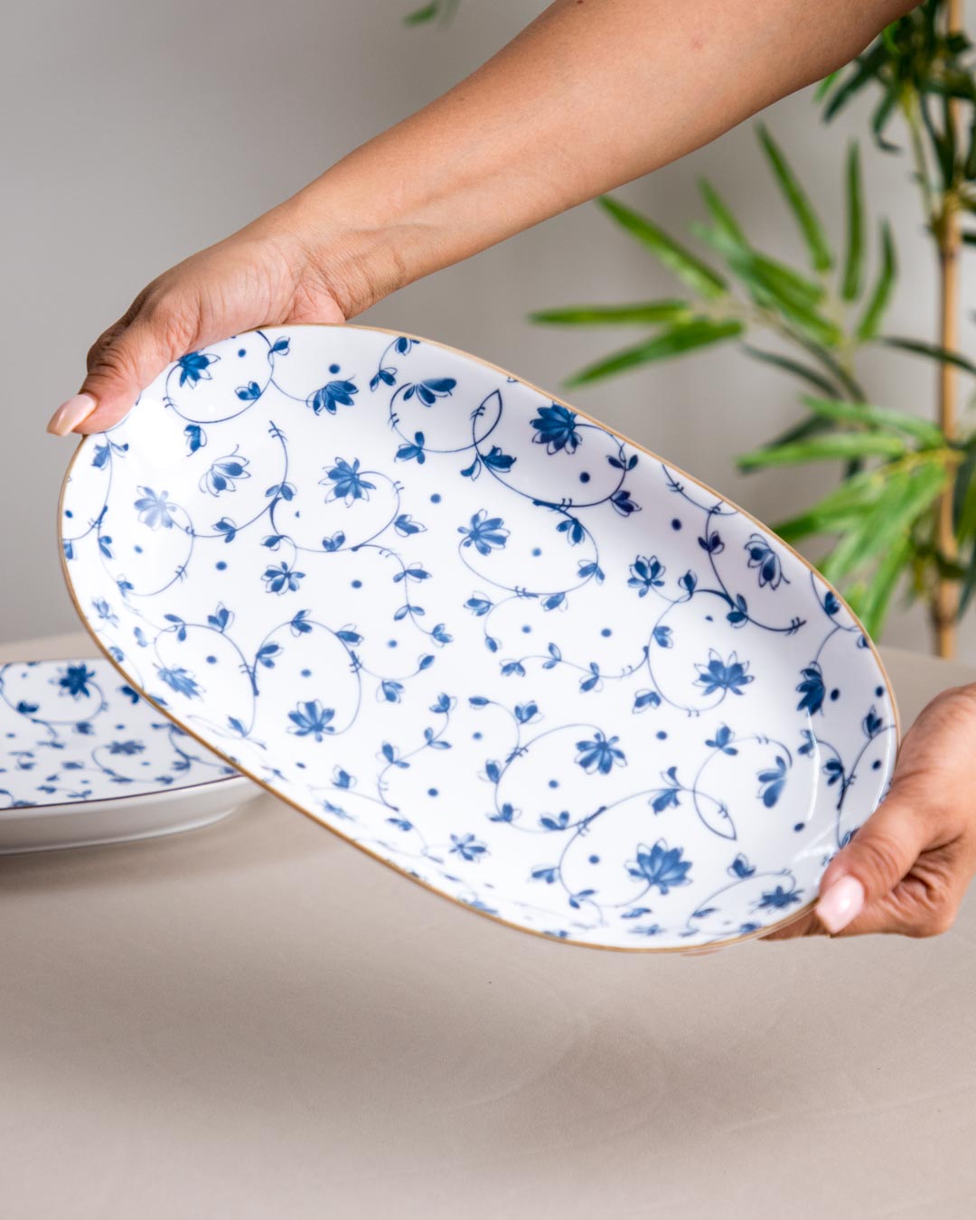 Orchid Blue & White Platter - Large