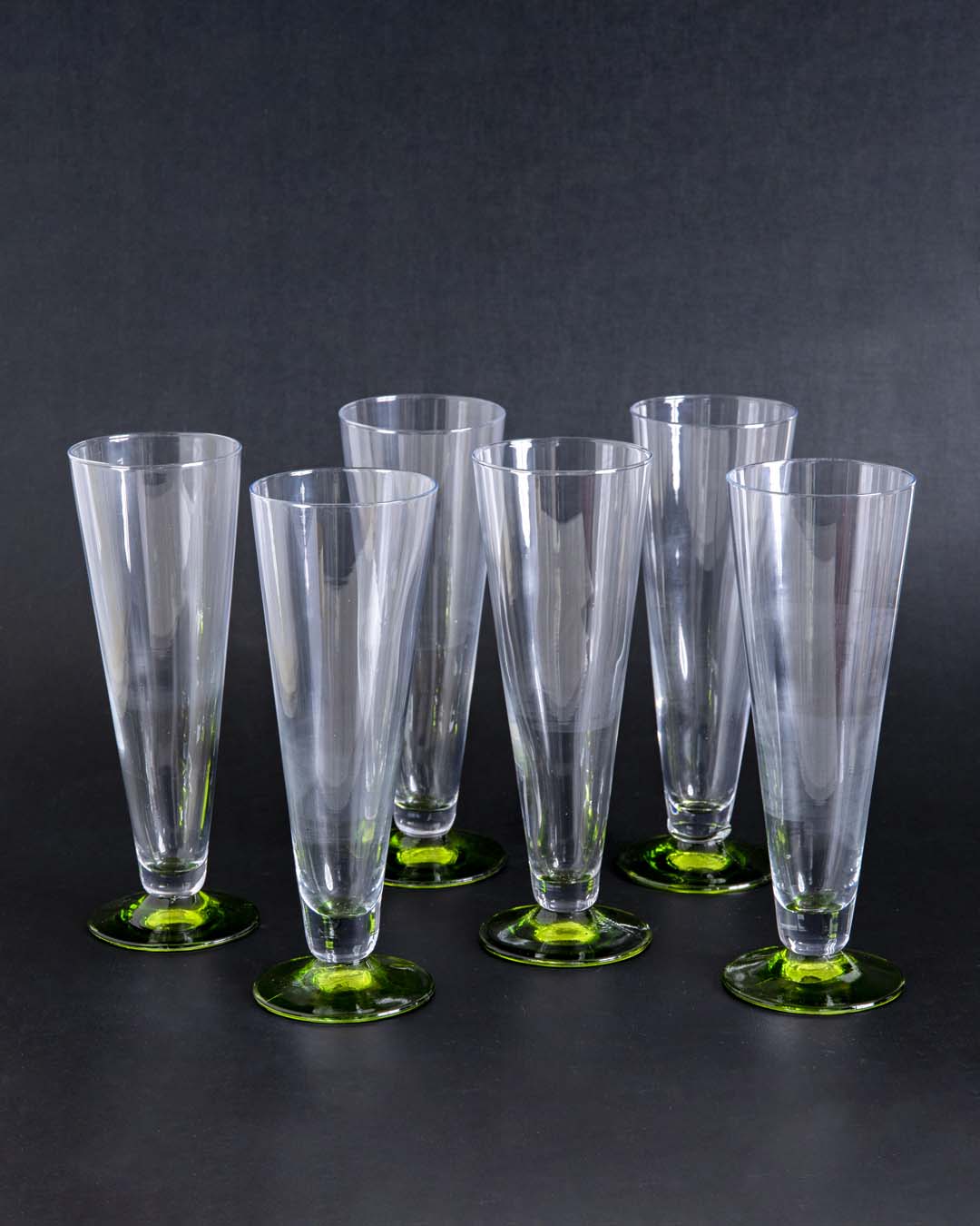 Green Base Flute Champagne Glass - Set Of 2 