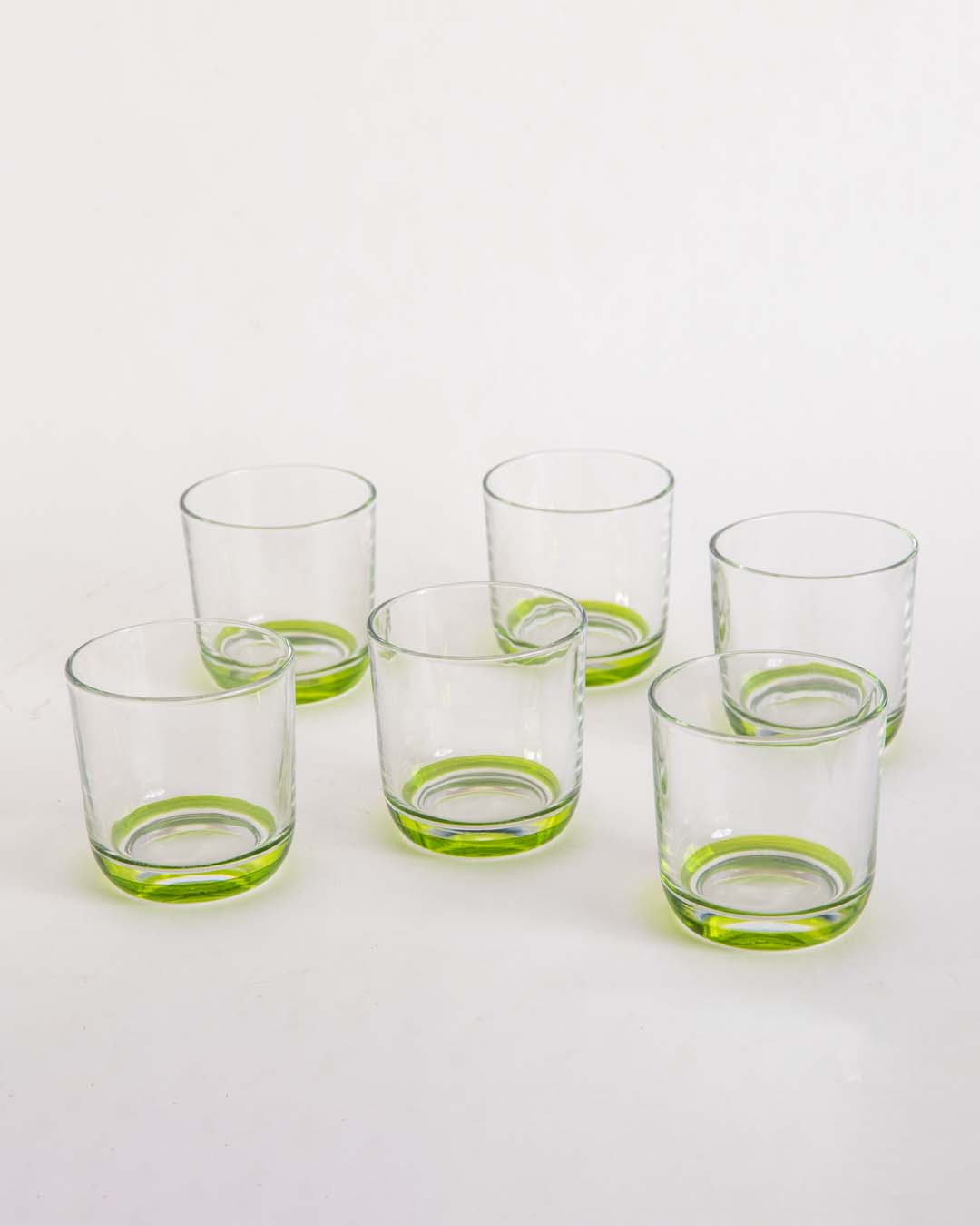 Green Tinted Base Drinking Glass - Set Of 2 
