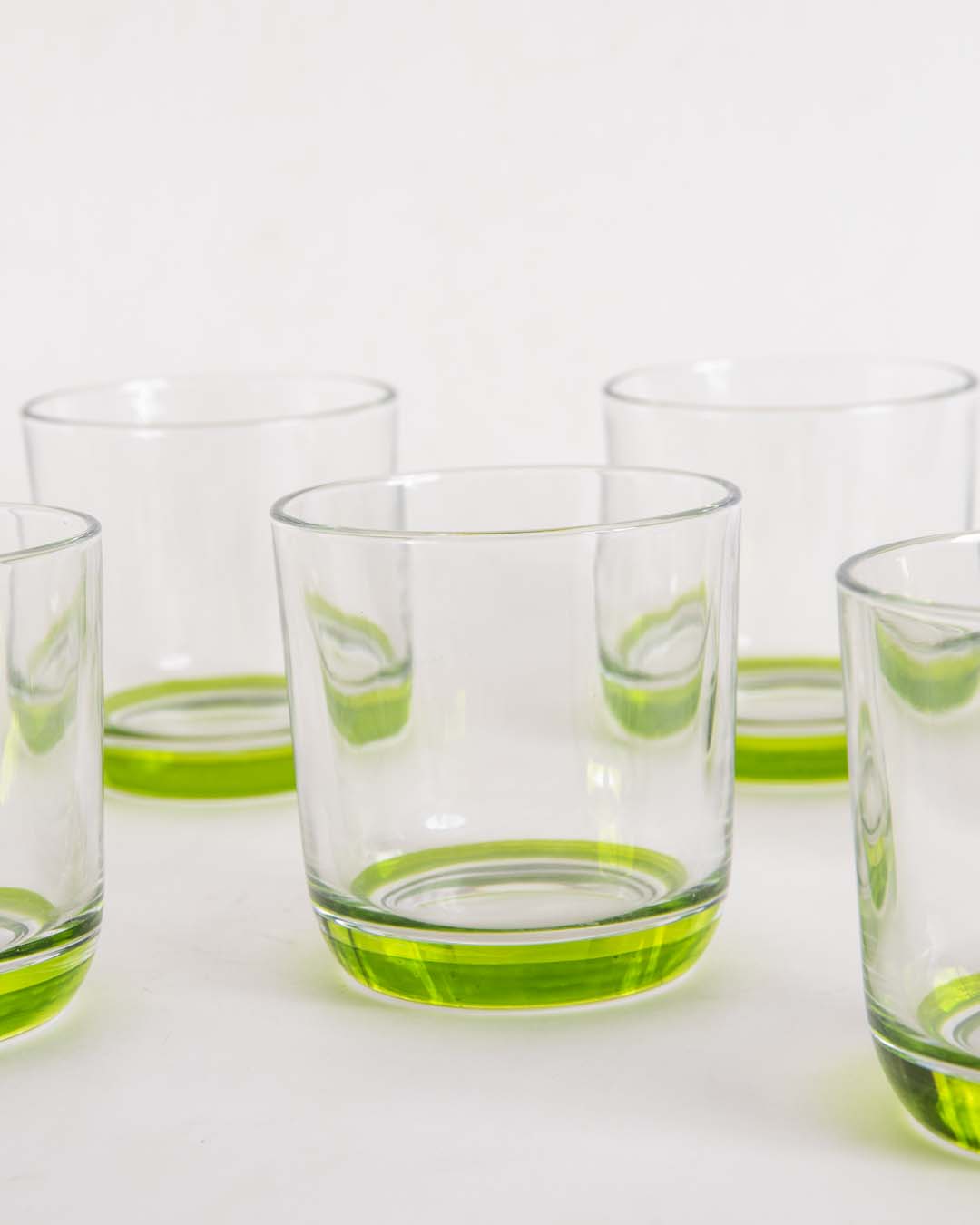 Green Tinted Base Drinking Glass - Set Of 2 