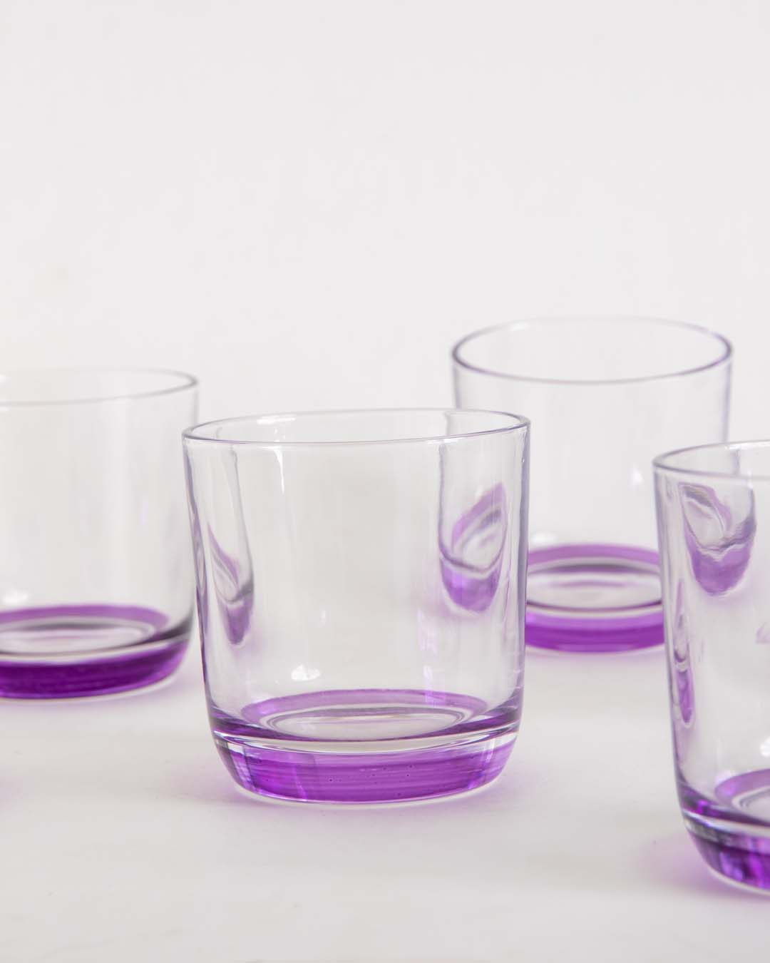 Purple Tinted Base Drinking Glass - Set Of 6