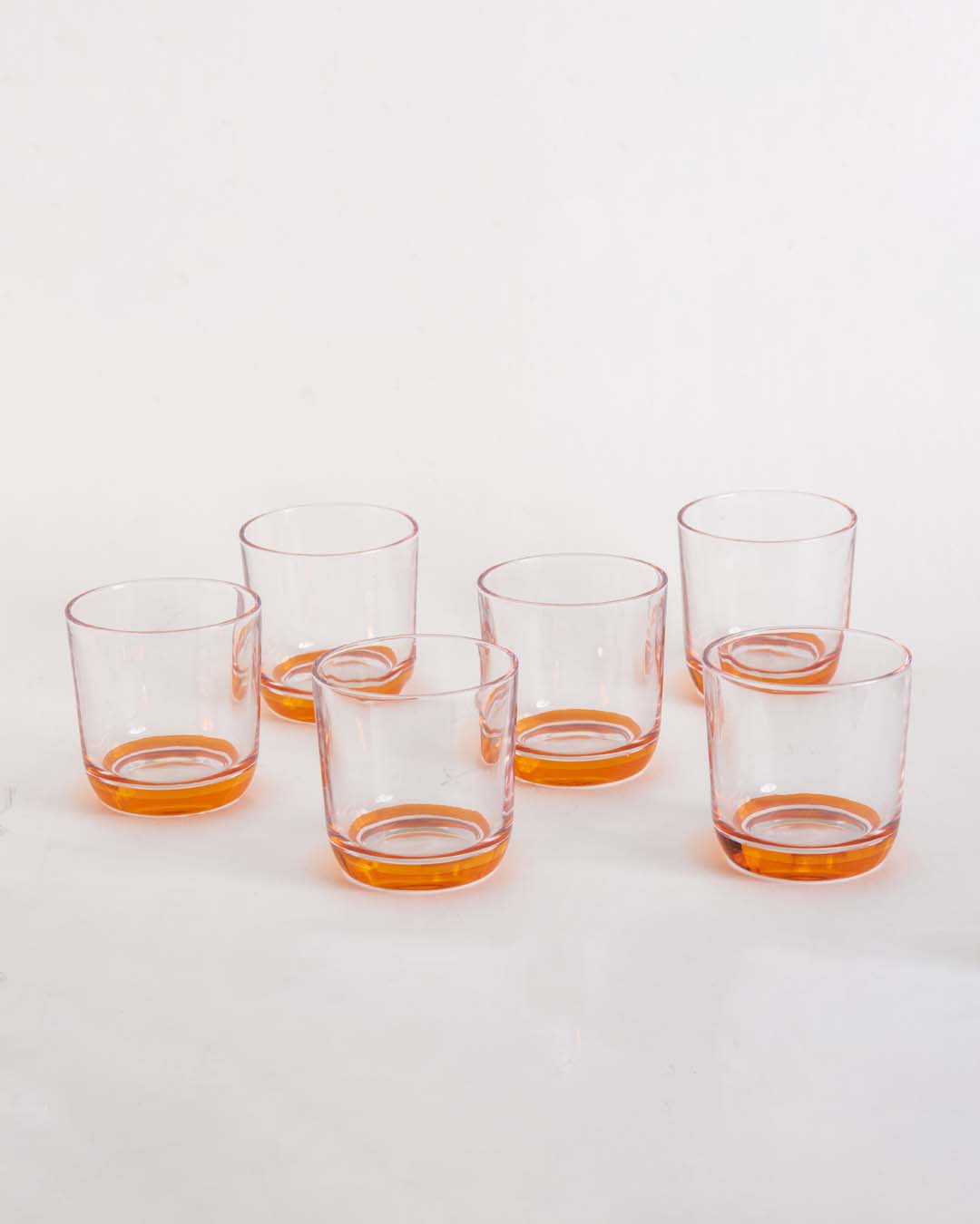 Orange Tinted Base Drinking Glass - Set Of 6 