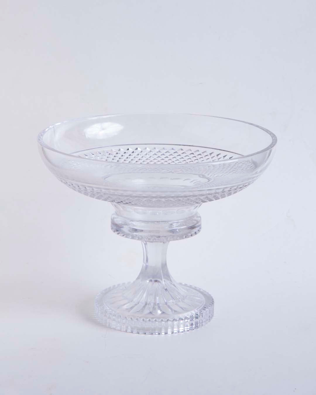 Diamond Cut Crystal Footed Bowl - Large 