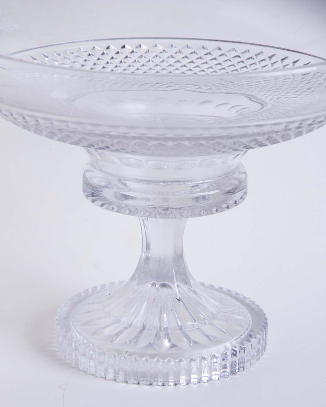 Diamond Cut Crystal Footed Bowl - Large 