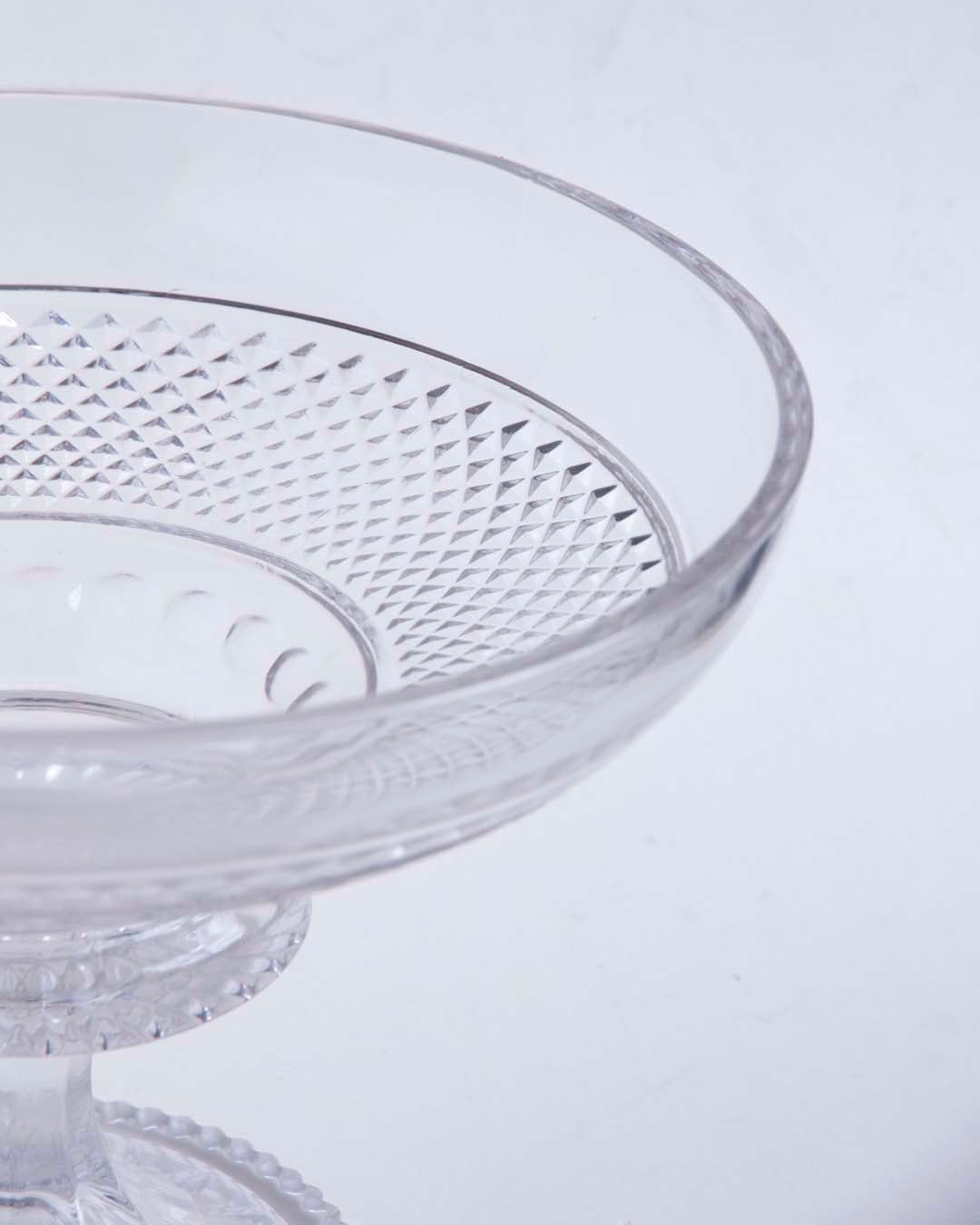 Diamond Cut Crystal Footed Bowl - Large 