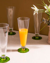 Green Base Flute Champagne Glass - Set Of 2 