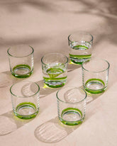 Green Tinted Base Drinking Glass - Set Of 2 