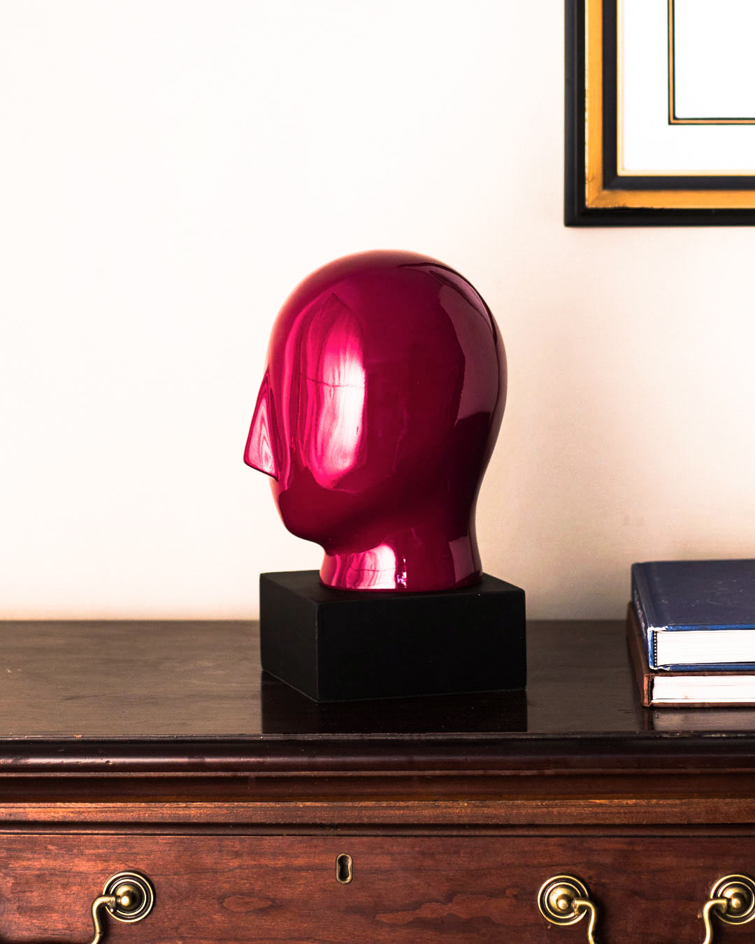 Decorative Display Head Model Table Top - Wine Color
