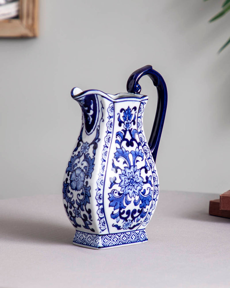 Rendezvous with Hand Painted Blue - Traditional Ceramic Pitcher