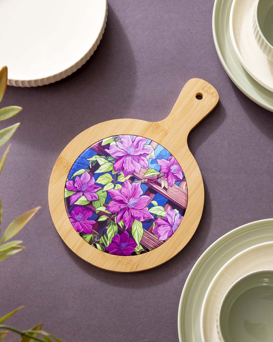 Bougainvillea Ceramic Trivet 