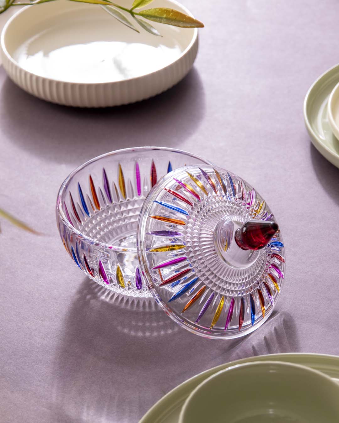 Rainbow Crystal Glass Candy Jar 