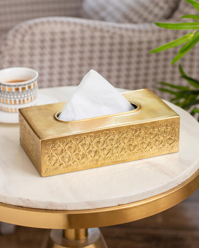 Acanthus Brass Tissue Box - The Decor Kart 